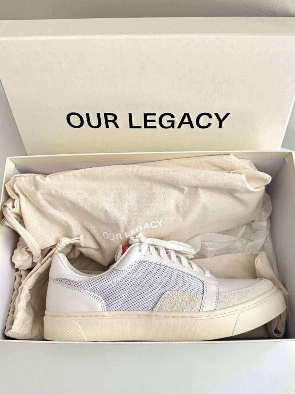 NIB OUR LEGACY Men's Off Court White Leather Low Top Sneakers Size 41 (US 8)